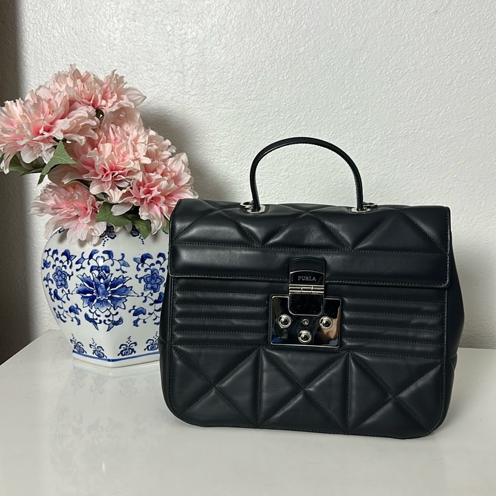 Furla Fortuna Quilted Leather Top Handle Bag